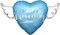 Blue “Happy Heavenly Birthday” Heart Balloon with Angel Wings – 17" Memorial & Remembrance Decoration (Blue)